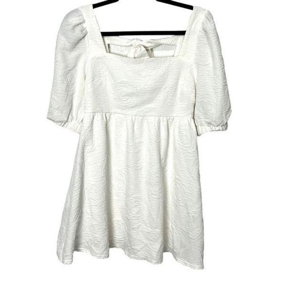 Aura Dresses & Skirts - Aura Women's Puff Sleeve Square Neck Floral Empire Cut Mini Dress White Size S